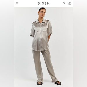 NWT DISSH Satin Pants in Pewter